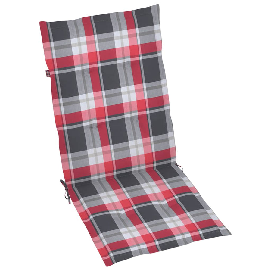 Tuinstoelen Verstelbaar Met Kussens Massief Teakhout 8 Rood ruitpatroon