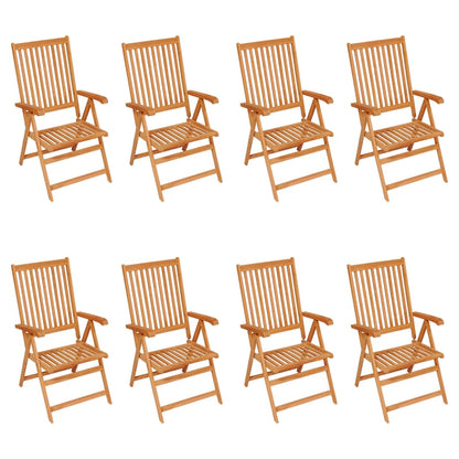 Tuinstoelen Verstelbaar Met Kussens Massief Teakhout 8 Grijs ruitpatroon
