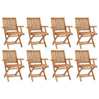 Tuinstoelen 8 st inklapbaar massief teakhout