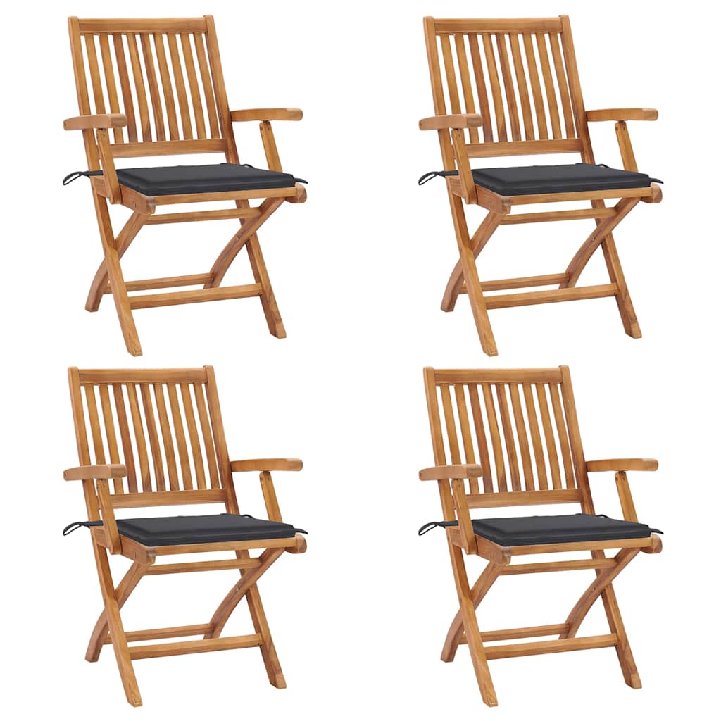 Tuinstoelen Inklapbaar Met Kussens Massief Teakhout Antraciet 1 4