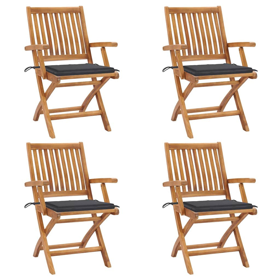 Tuinstoelen Inklapbaar Met Kussens Massief Teakhout Antraciet 1 4