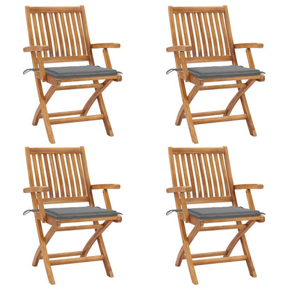 Tuinstoelen Inklapbaar Met Kussens Massief Teakhout Grijs 1 4