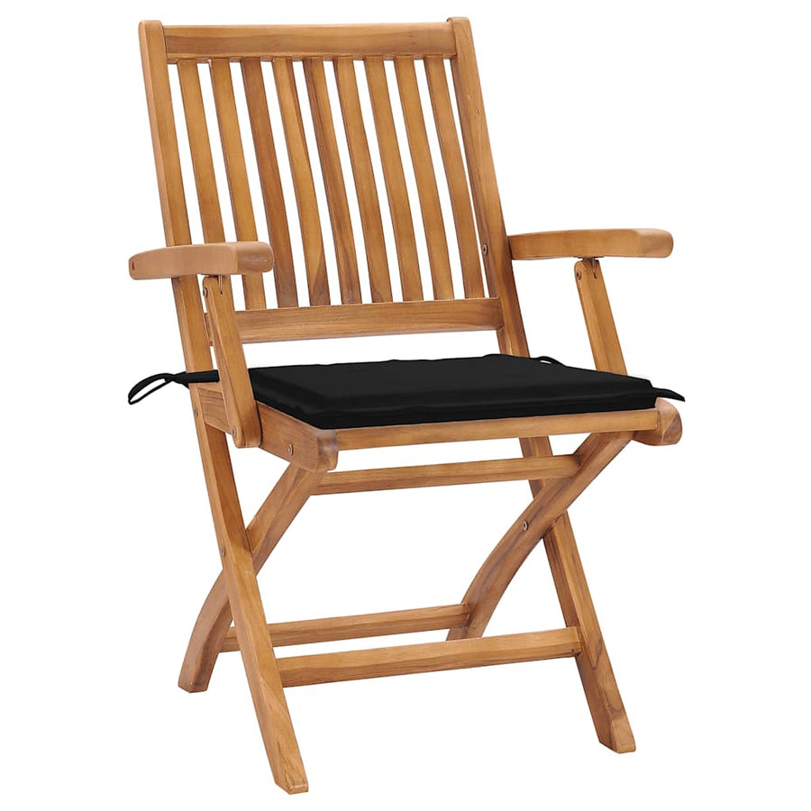 Tuinstoelen 4 st inklapbaar met kussens massief teakhout