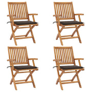 Tuinstoelen 4 st inklapbaar massief teakhout taupe
