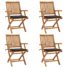 Tuinstoelen 4 St Inklapbaar Met Kussens Massief Teakhout Taupe Met armleuning