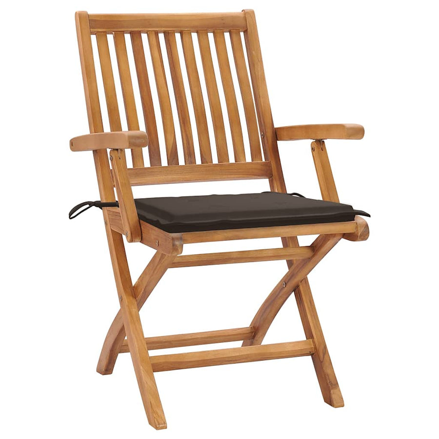 Tuinstoelen 4 St Inklapbaar Met Kussens Massief Teakhout Taupe Met armleuning