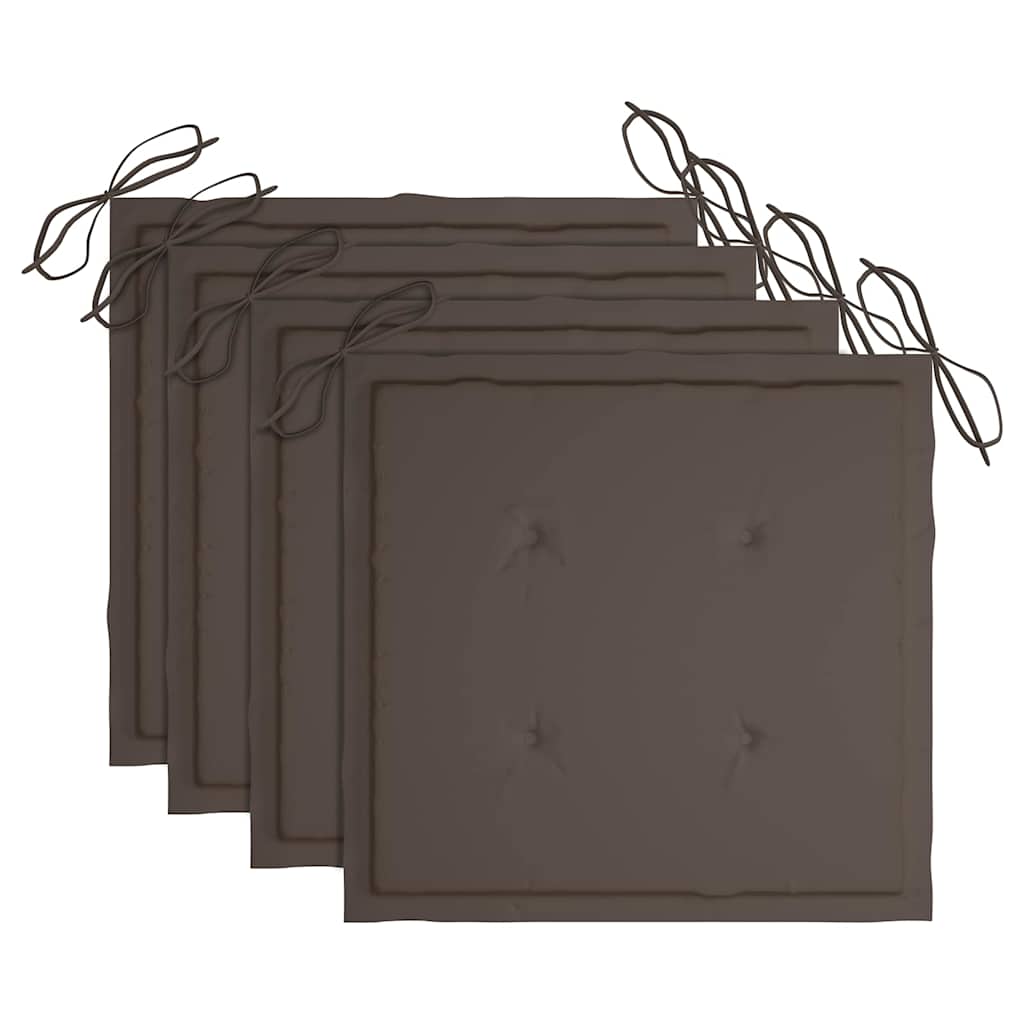 Tuinstoelen 4 St Inklapbaar Met Kussens Massief Teakhout Taupe Met armleuning