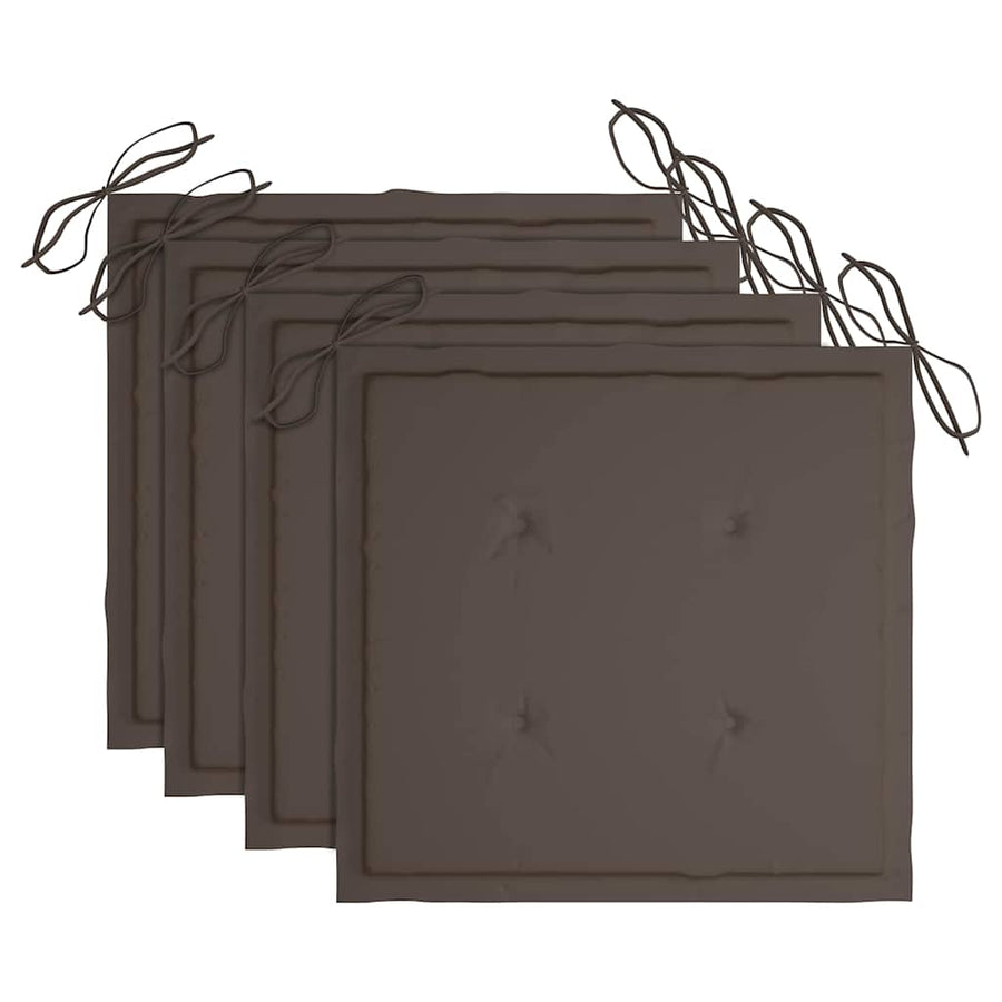 Tuinstoelen 4 St Inklapbaar Met Kussens Massief Teakhout Taupe Met armleuning