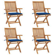Tuinstoelen 4 st inklapbaar massief teakhout koningsblauw