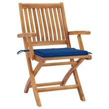 Tuinstoelen 4 St Inklapbaar Met Kussens Massief Teakhout koningsblauw Met armleuning