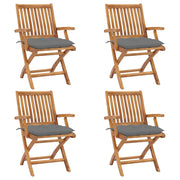 Tuinstoelen 4 st inklapbaar massief teakhout grijs