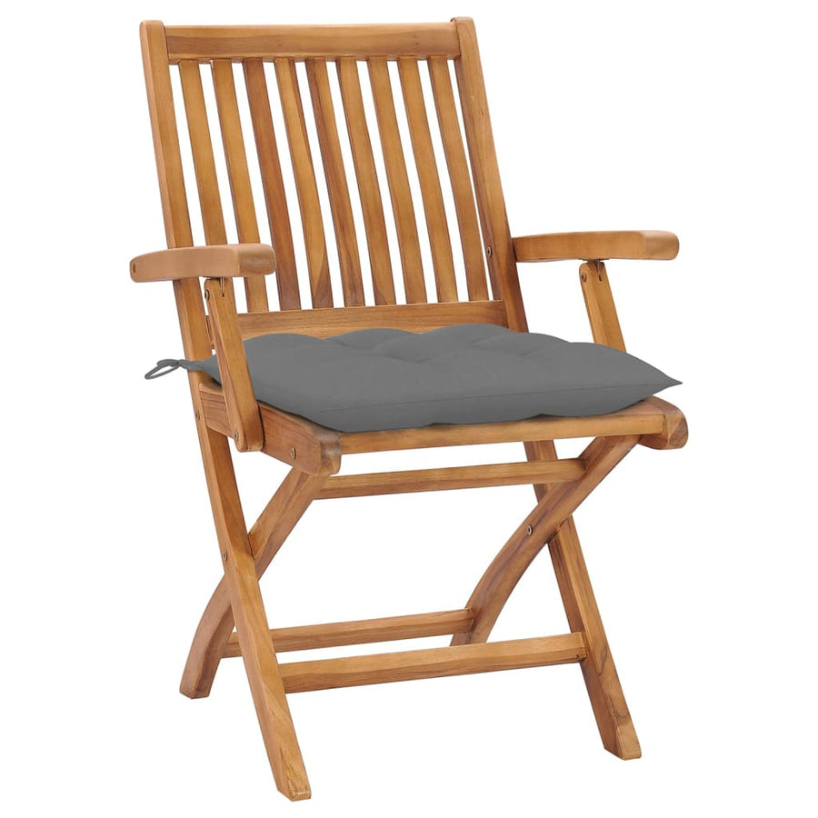Tuinstoelen Inklapbaar Met Kussens Massief Teakhout Grijs 1 4