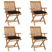 Garden Chairs Foldable With Cushions Solid Teak Black 1