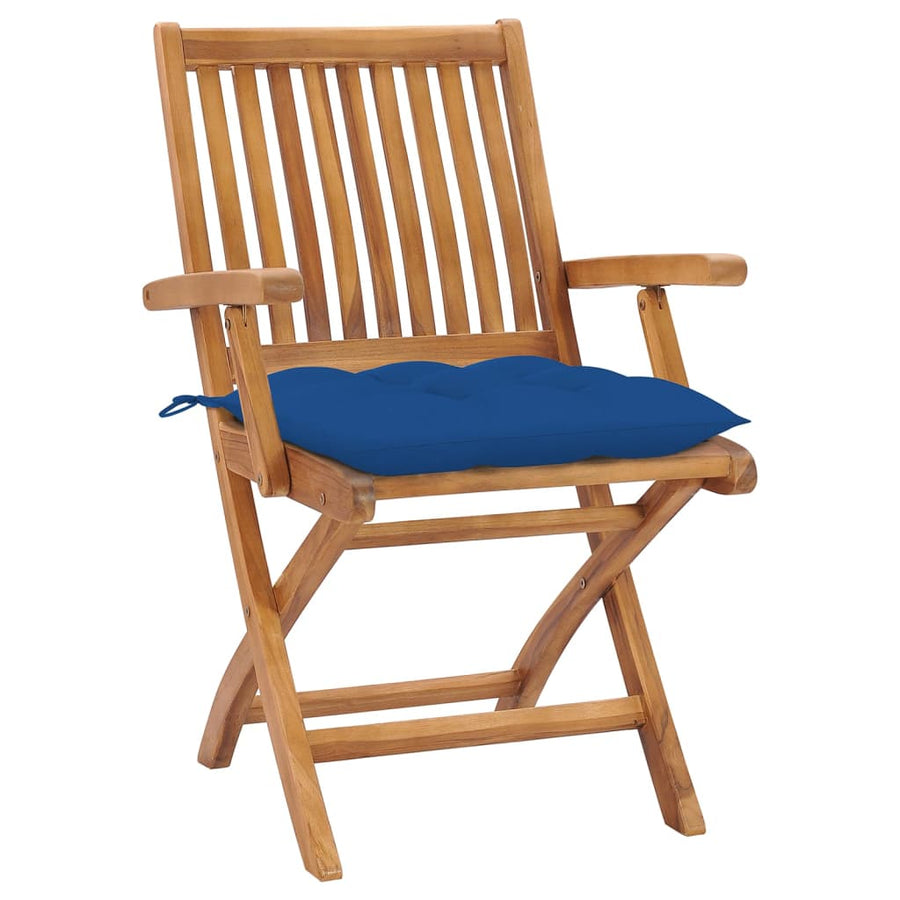 Tuinstoelen Inklapbaar Met Kussens Massief Teakhout Blauw 1 4