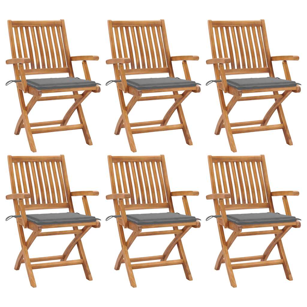 Tuinstoelen Inklapbaar Met Kussens Massief Teakhout Grijs 1 6