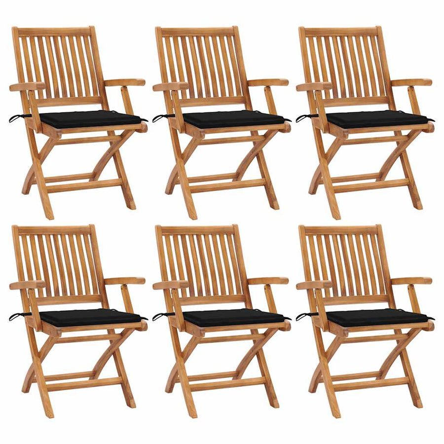 Tuinstoelen Inklapbaar Met Kussens Massief Teakhout Zwart 1