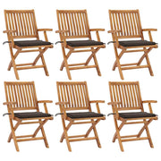 Tuinstoelen 6 st massief teakhout inklapbaar taupe