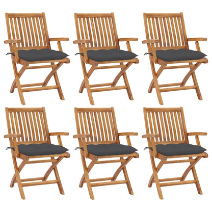 Tuinstoelen Inklapbaar Met Kussens Massief Teakhout Antraciet 1 6