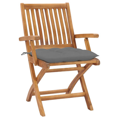 Tuinstoelen Inklapbaar Met Kussens Massief Teakhout Grijs 1 6