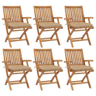 Tuinstoelen 6 stuks massief teakhout grijs inklapbaar