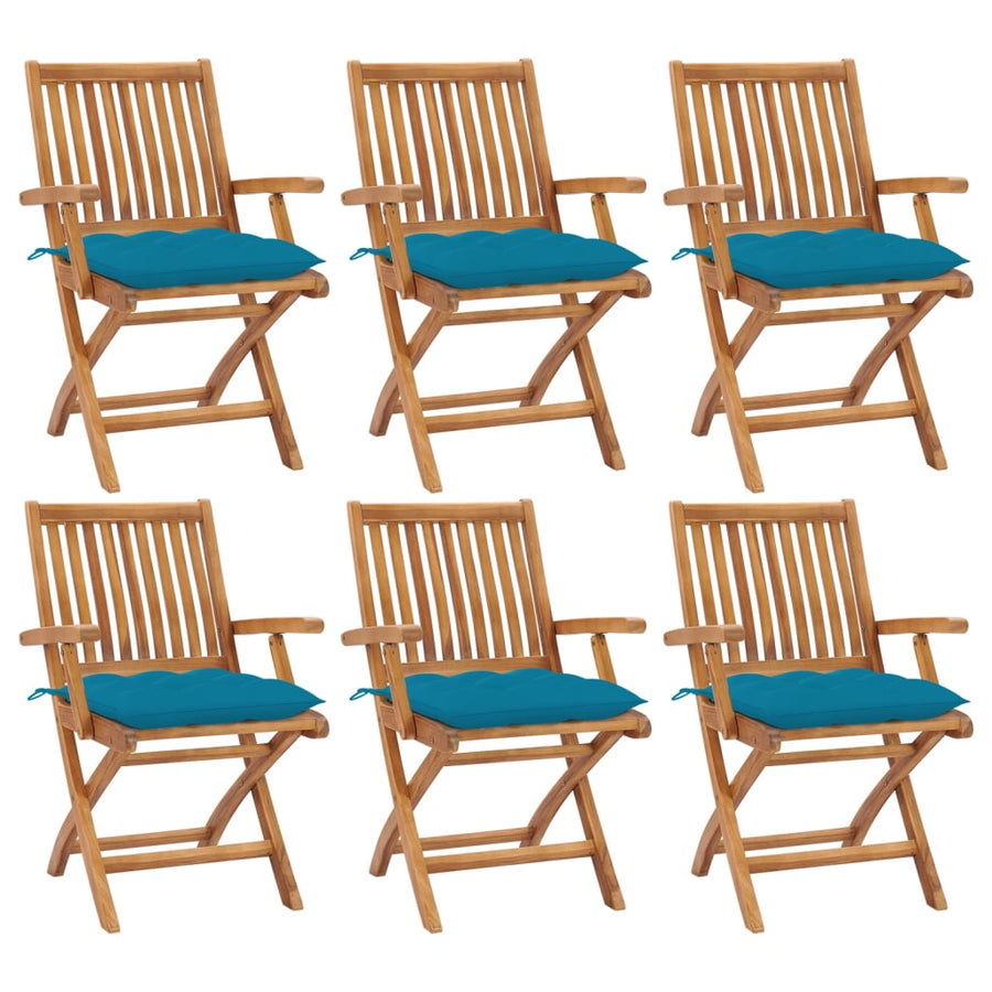 Tuinstoelen Inklapbaar Met Kussens Massief Teakhout Lichtblauw 1