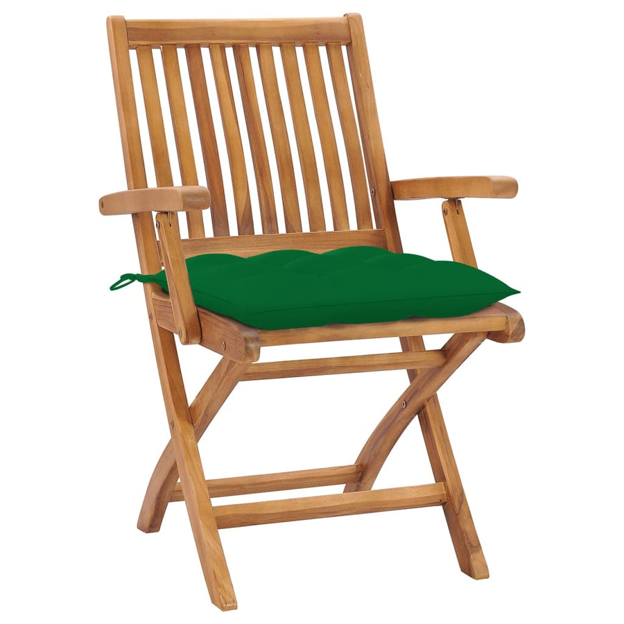 Tuinstoelen Inklapbaar Met Kussens Massief Teakhout Groen 1 6