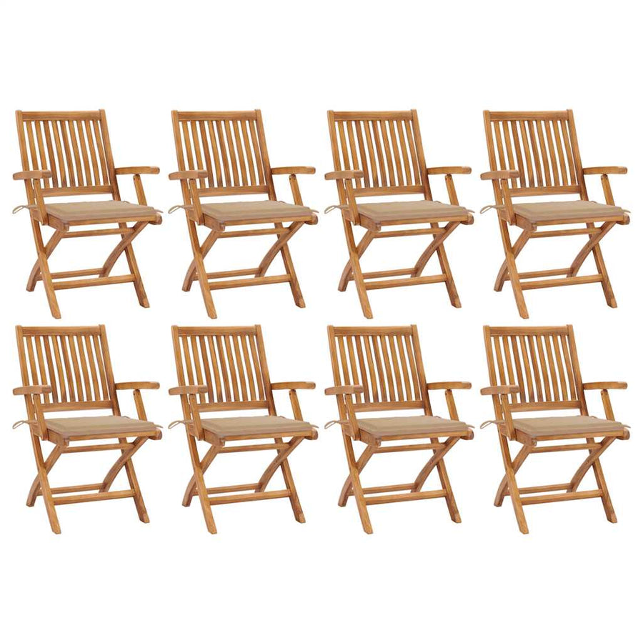Tuinstoelen Inklapbaar Met Kussens Massief Teakhout Beige 1