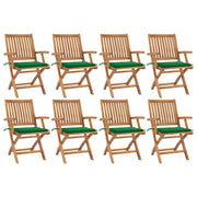 Folding Garden Chairs With Cushions Solid Teak Green 1