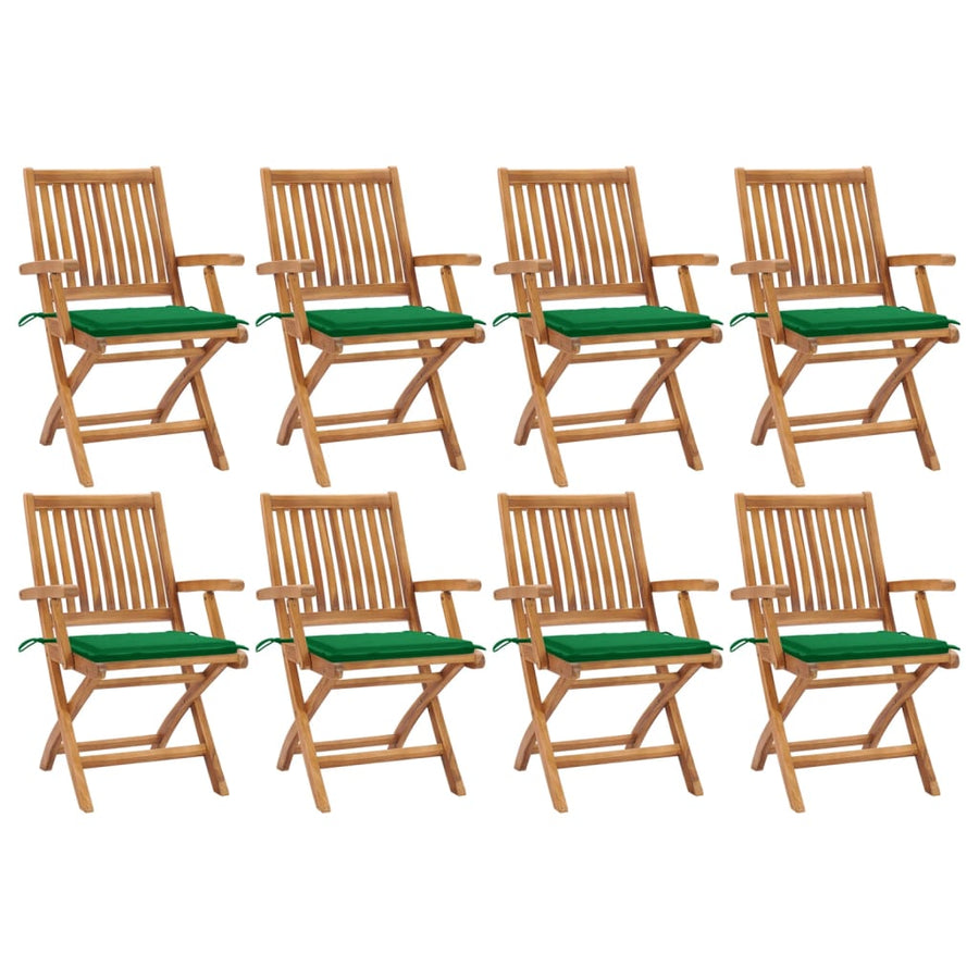 Tuinstoelen Inklapbaar Met Kussens Massief Teakhout Groen 1