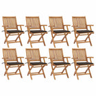Tuinstoelen 8 stuks inklapbaar massief teakhout taupe