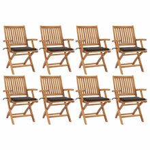 Tuinstoelen 8 St Inklapbaar Met Kussens Massief Teakhout Taupe Met armleuning