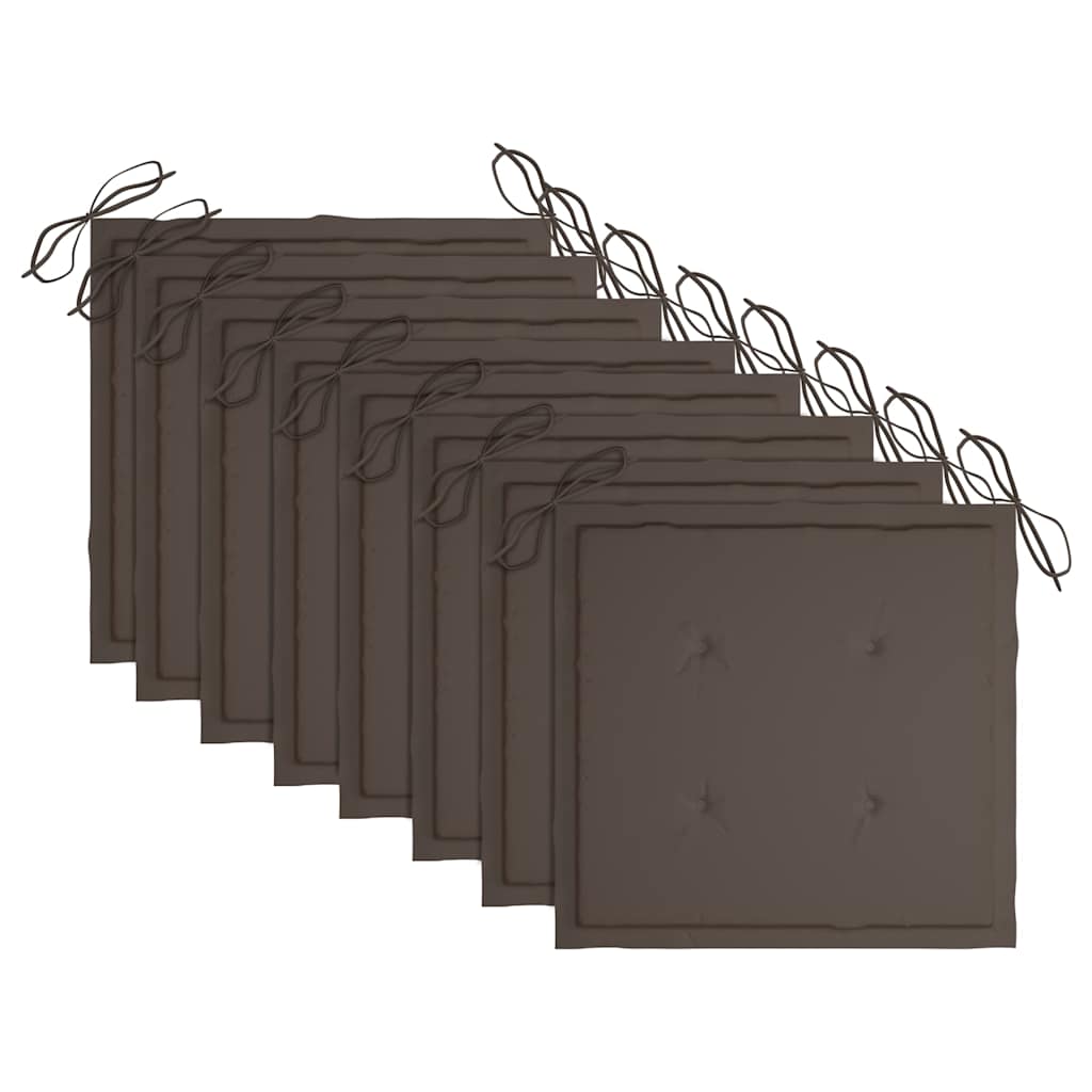 Tuinstoelen 8 St Inklapbaar Met Kussens Massief Teakhout Taupe Met armleuning