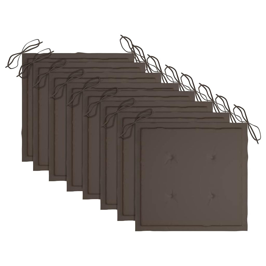 Tuinstoelen 8 St Inklapbaar Met Kussens Massief Teakhout Taupe Met armleuning