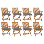 Tuinstoelen 8 stuks inklapbaar massief teakhout grijs
