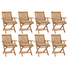 Folding Garden Chairs with Cushions Solid Teak Wood Beige 1