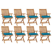 Tuinstoelen 8 stuks inklapbaar massief teakhout lichtblauw