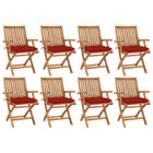 Folding Garden Chairs with Cushions Solid Teak Red 1