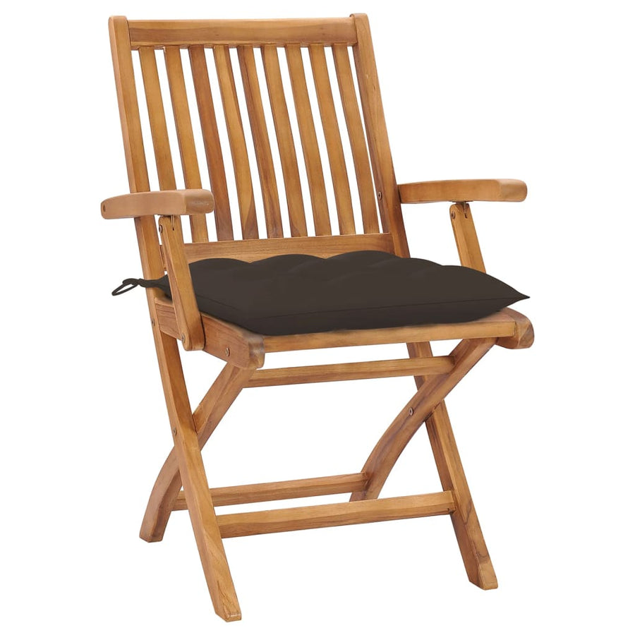 Tuinstoelen Inklapbaar Met Kussens Massief Teakhout Taupe 1 8