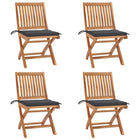 Garden chairs 4 pcs foldable with cushions solid teak wood