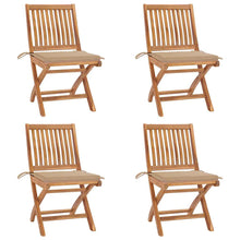 Tuinstoelen 4 st inklapbaar met kussens massief teakhout