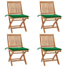 Garden Chairs Foldable With Cushions Solid Teak Green 1