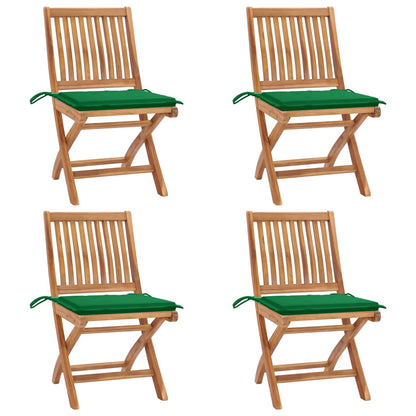 Tuinstoelen Inklapbaar Met Kussens Massief Teakhout Groen 1
