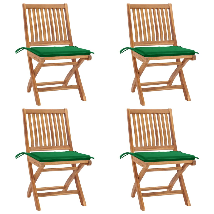 Tuinstoelen Inklapbaar Met Kussens Massief Teakhout Groen 1