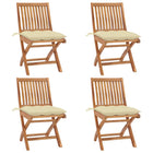 Garden chairs 4 pcs foldable with cushions solid teak wood