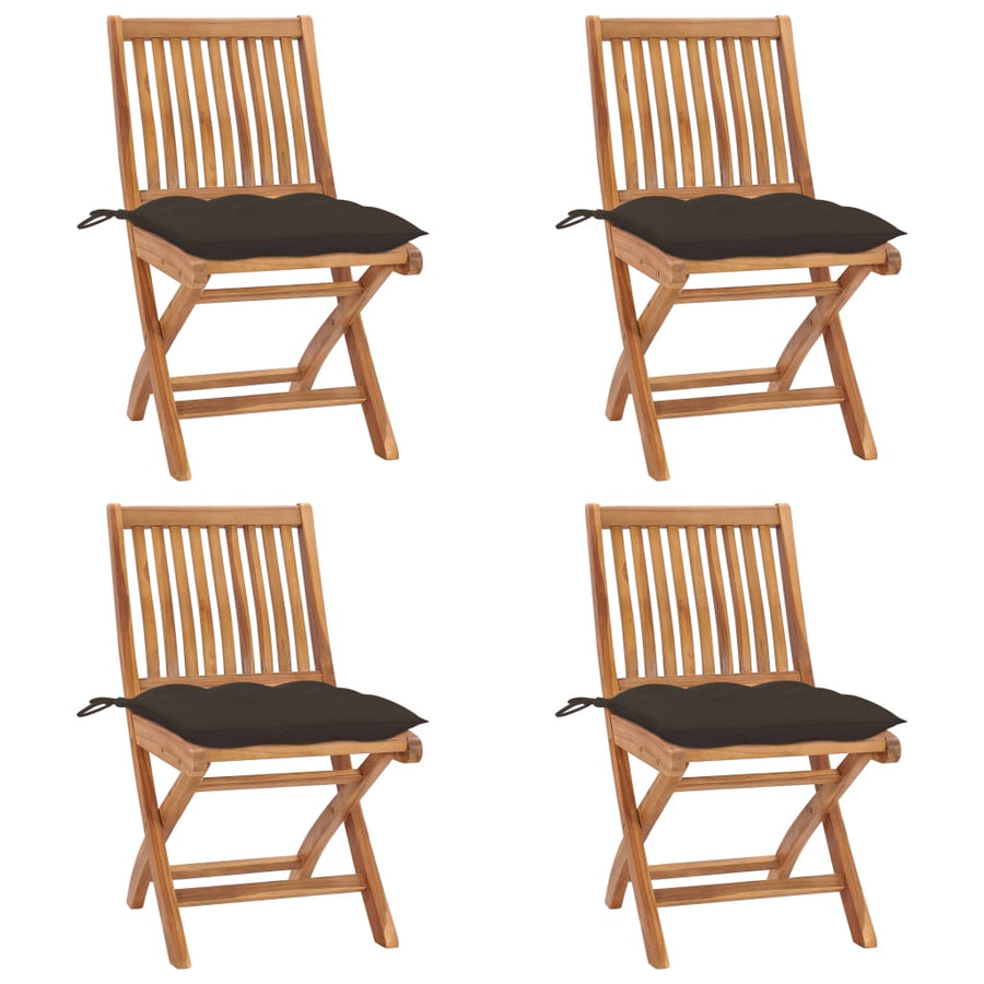 Tuinstoelen Inklapbaar Met Kussens Massief Teakhout Taupe 1 4