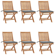 Tuinstoelen 6 stuks massief teakhout inklapbaar met kussens