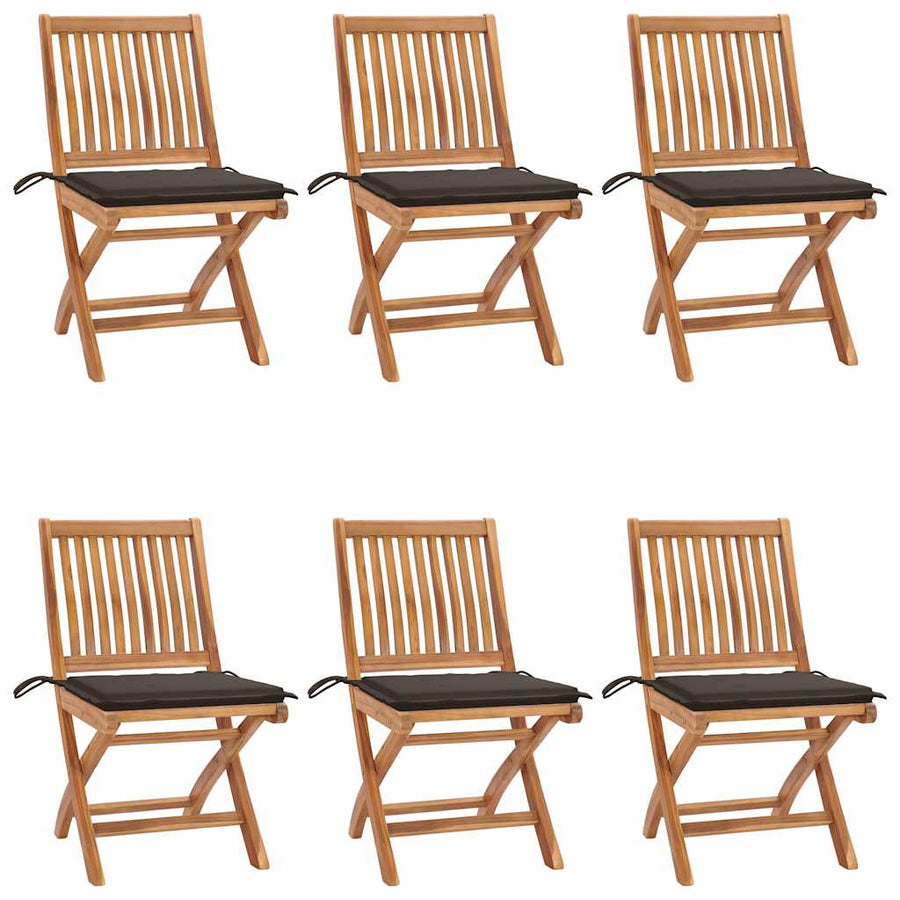 Tuinstoelen Inklapbaar Met Kussens Massief Teakhout Taupe 1 6