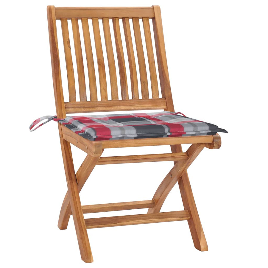 Tuinstoelen 6 st inklapbaar met kussens massief teakhout