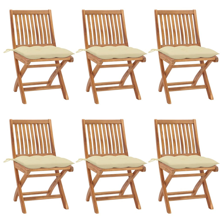Tuinstoelen Inklapbaar Met Kussens Massief Teakhout Crème 1 6