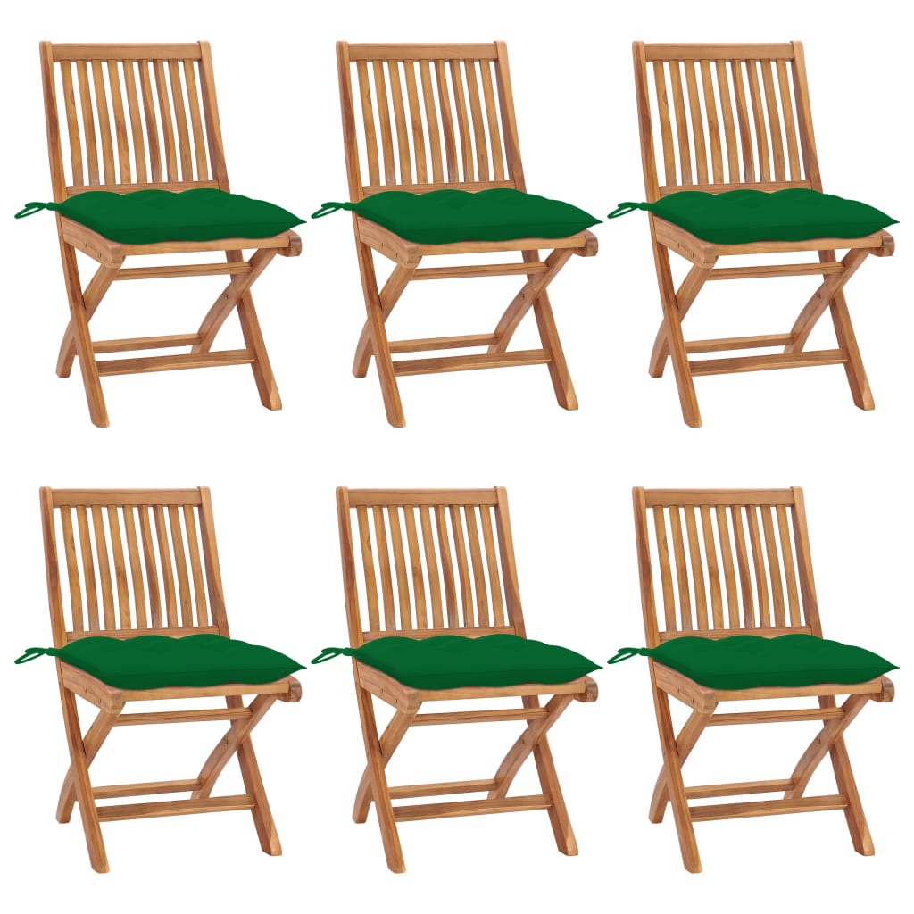 Tuinstoelen Inklapbaar Met Kussens Massief Teakhout Groen 1 6